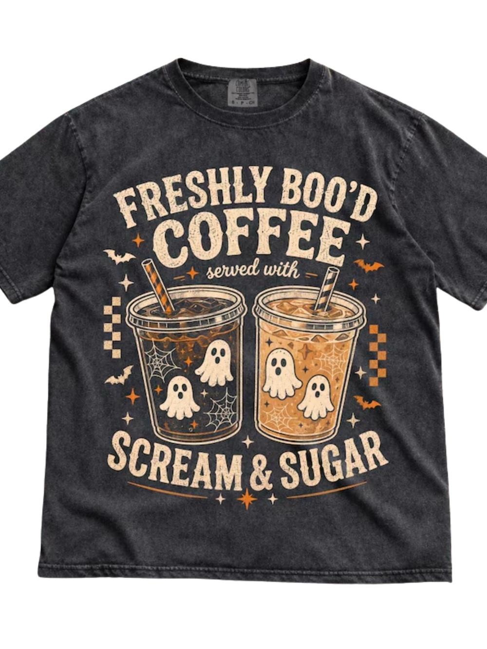 Freshly Bood Coffee Scream Sugar Halloween Comfort Colors Tee